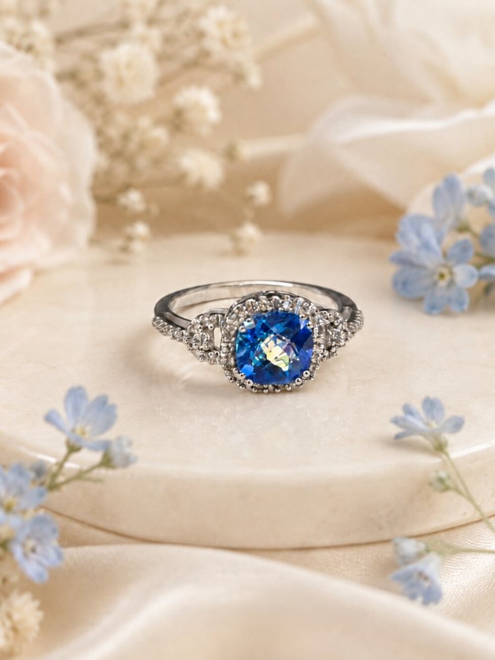 White Gold Pacific Topaz Ring